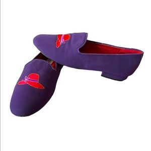 Red Hat Society Purple Vegan Suede Slides/Loafers